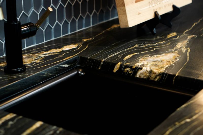 Black and gold countertop Indianapolis | Peak Stone Company